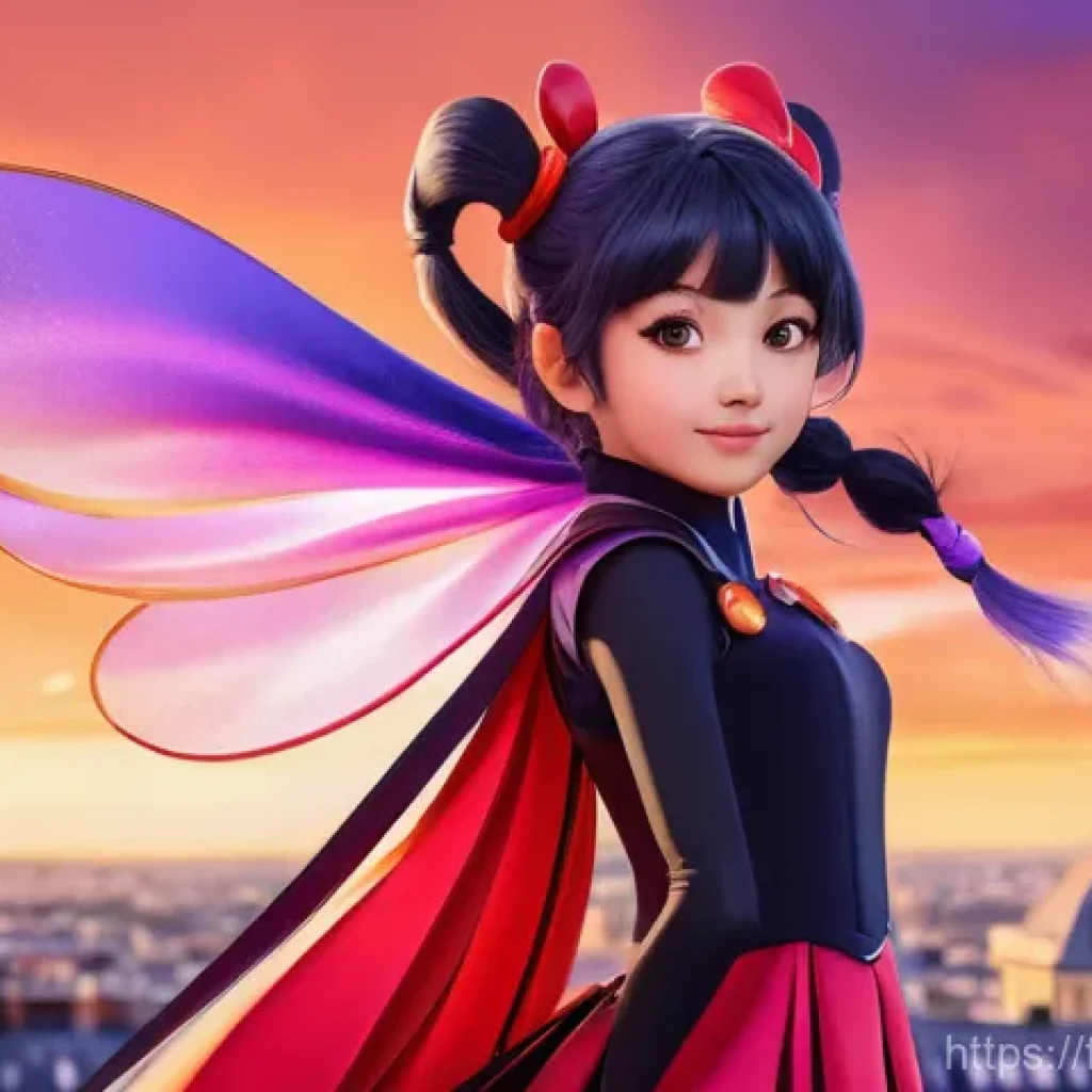 레이디버그와 일본 애니메이션 비교 - **Prompt 1: Ladybug in Vintage Magical Girl Anime Style**
"A full-body shot of Ladybug in her su...