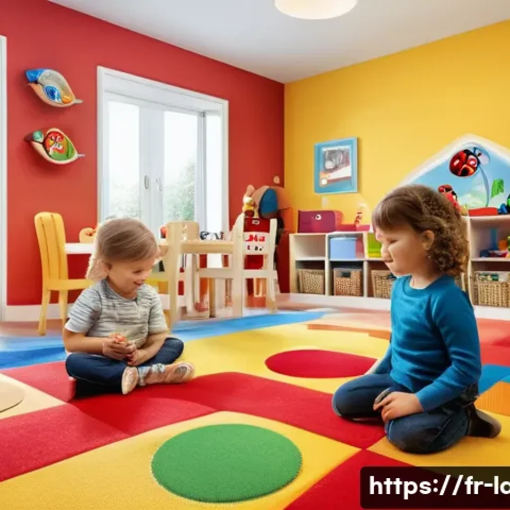 레이디버그 장난감 리뷰 - A brightly colored Ladybug-themed playroom scene featuring children aged 3 to 6 playing with large, ...